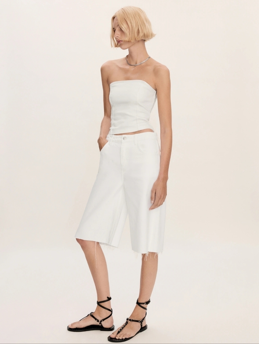 Mango Oversized denim bermuda shorts